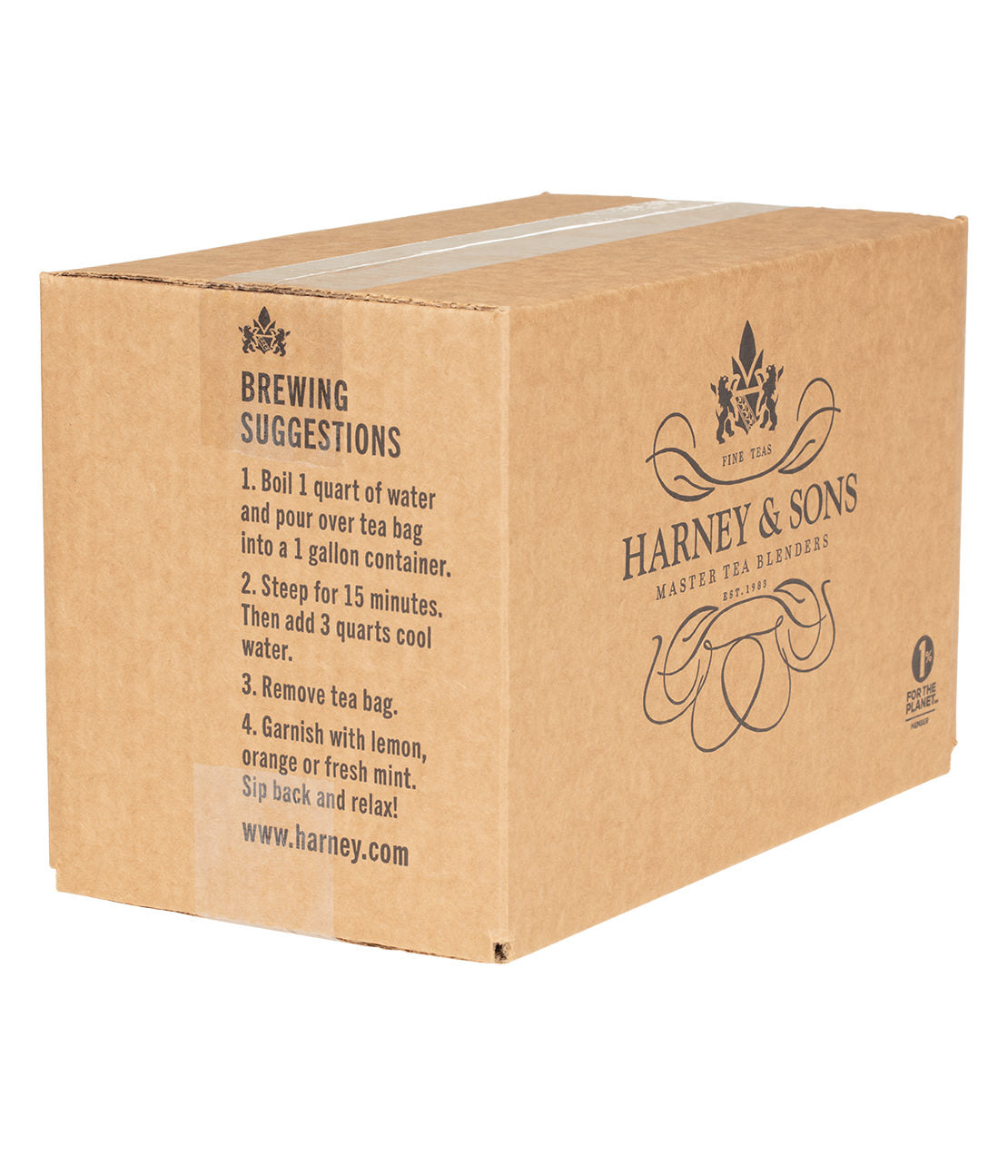 Harney & Sons Organic Green with Citrus & Ginkgo- Fresh Brew Iced Tea packaging in a brown box
