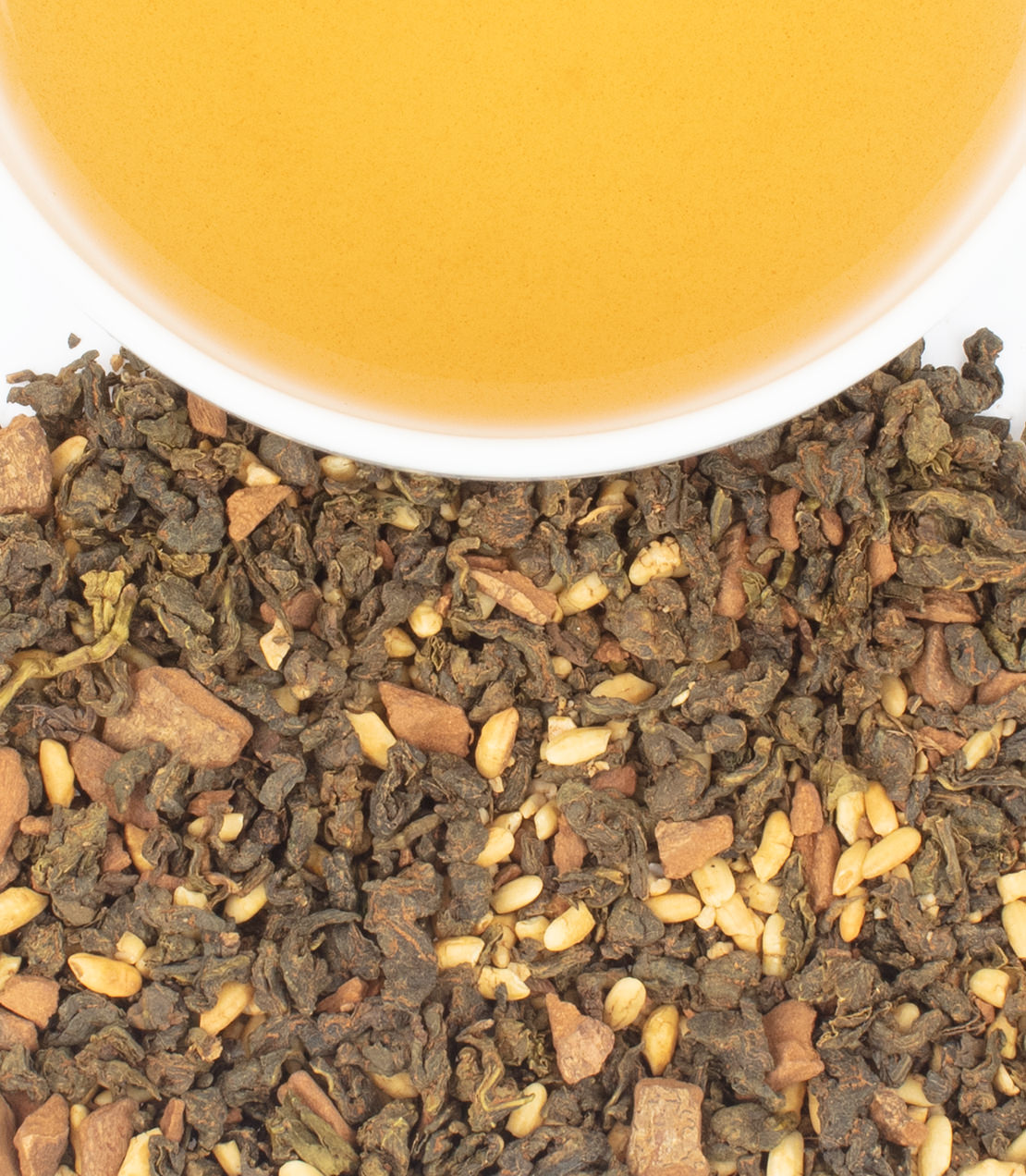 Harney & Sons Fine Teas- Horchata- Overhead image of cup of tea next to loose dry tea