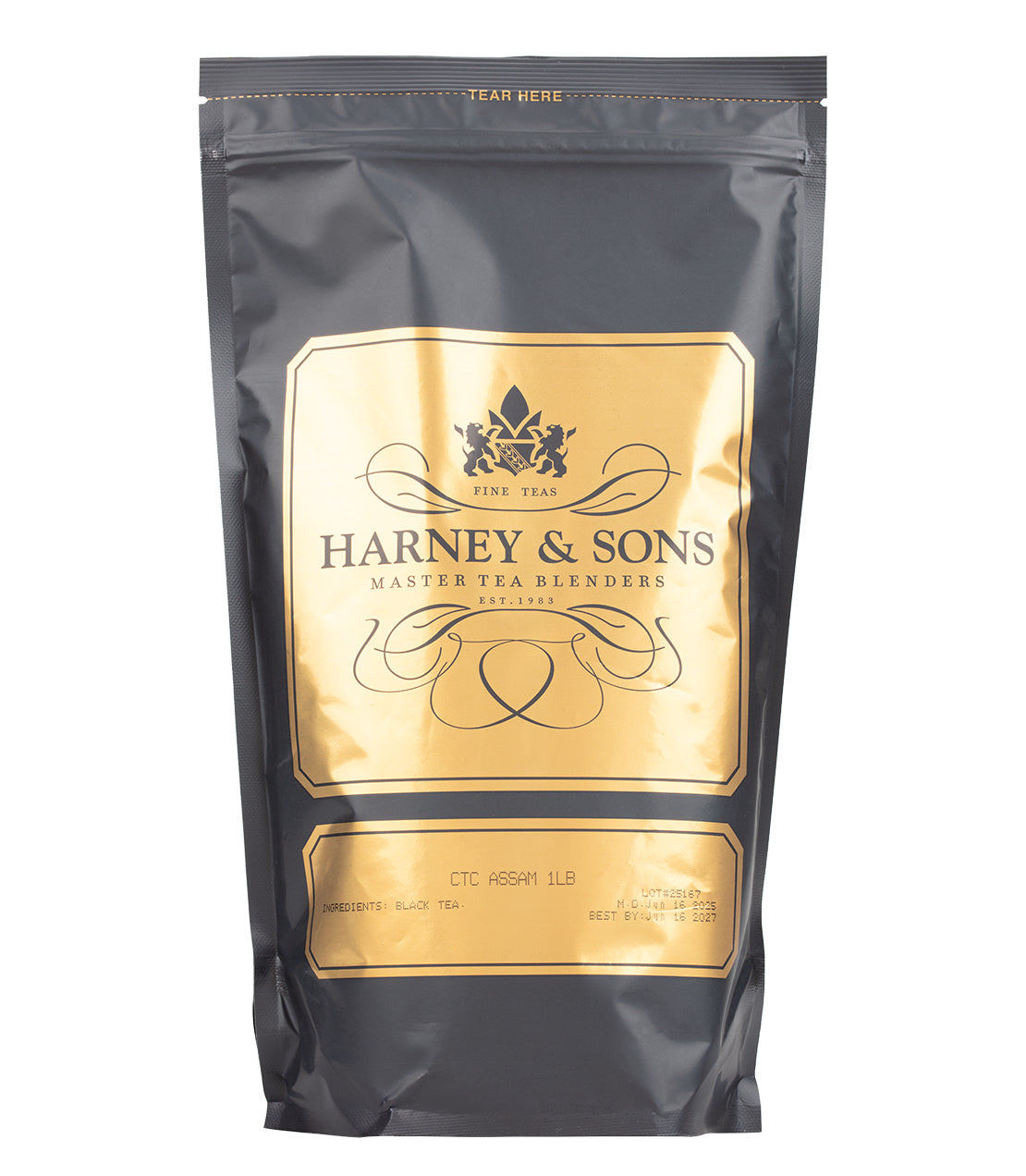 Harney & Sons Fine Teas- CTC Assam- 1 Pound/16OZ Bag- Black and Gold Bag