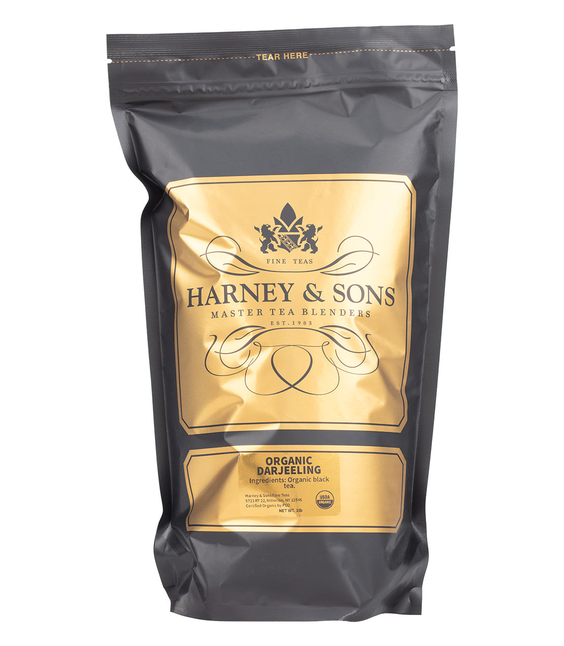 Harney & Sons Fine Teas- Organic Darjeeling- 1 Pound/16OZ Bag- Black and Gold Bag