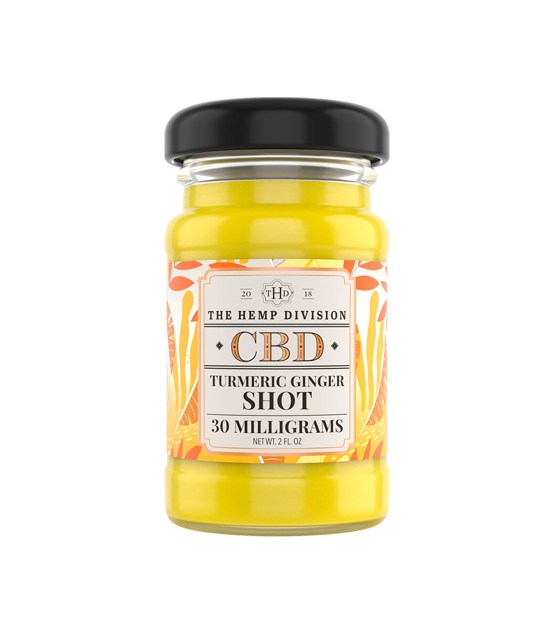 The Hemp Division- 2fl oz Turmeric Ginger Shot - 30 MG CBD - 2 oz. Shot 