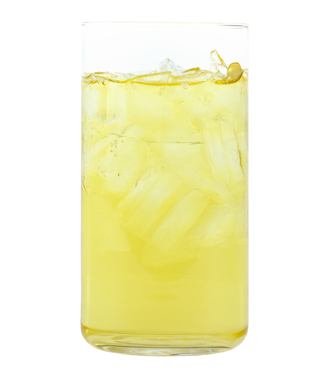 Harney & Sons Fine Teas- Blueberry Green Fresh Brew Iced Tea- Glass of Blueberry Green Fresh Brew Iced Tea with ice cubes