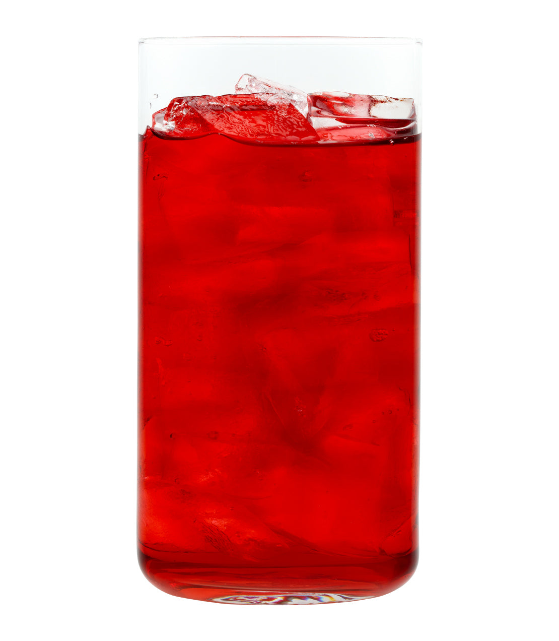 Harney & Sons Fine Teas- Hibiscus Fresh Brew Iced Tea- Glass of Hibiscus Fresh Brew Iced Tea with ice cubes