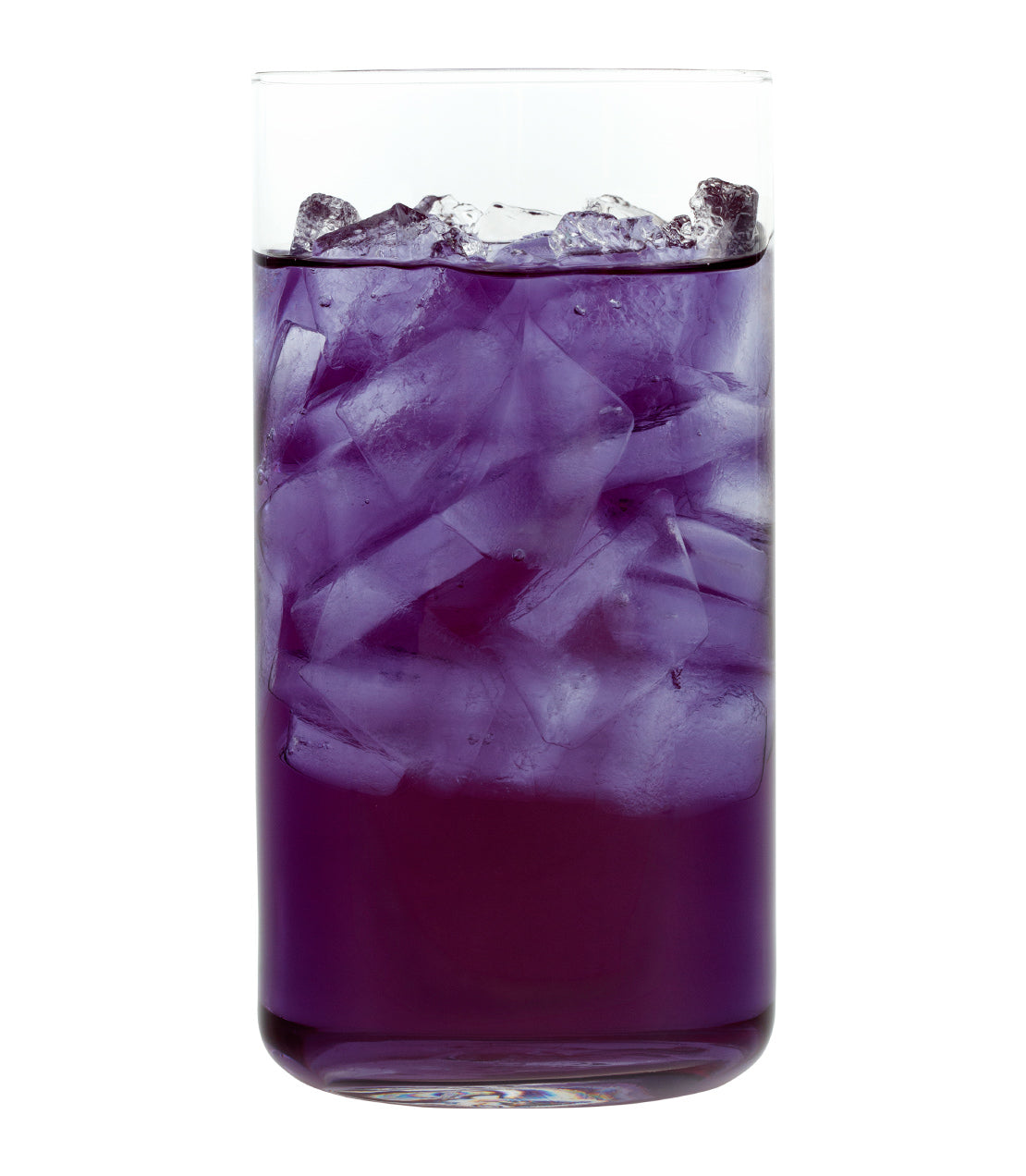 Harney & Sons Fine Teas- Indigo Punch Fresh Brew Iced Tea- Glass of Indigo Punch Fresh Brew Iced Tea with ice cubes