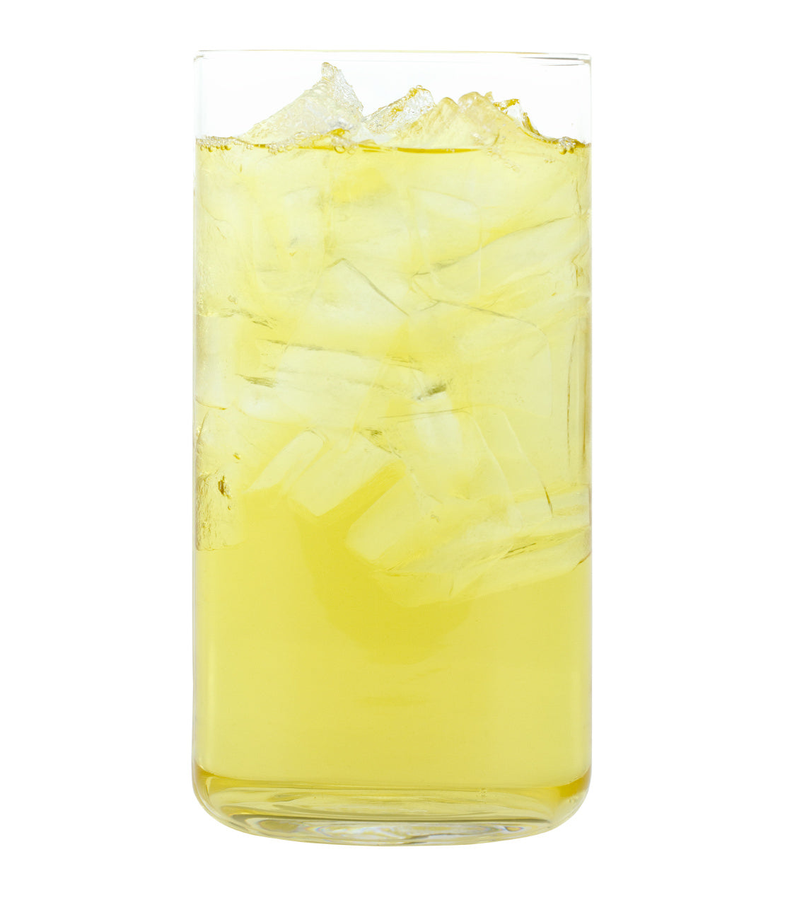 Harney & Sons Fine Teas- Organic Green with Coconut Fresh Brew Iced Tea- Glass of Organic Green with Coconut Fresh Brew Iced Tea with ice cubes