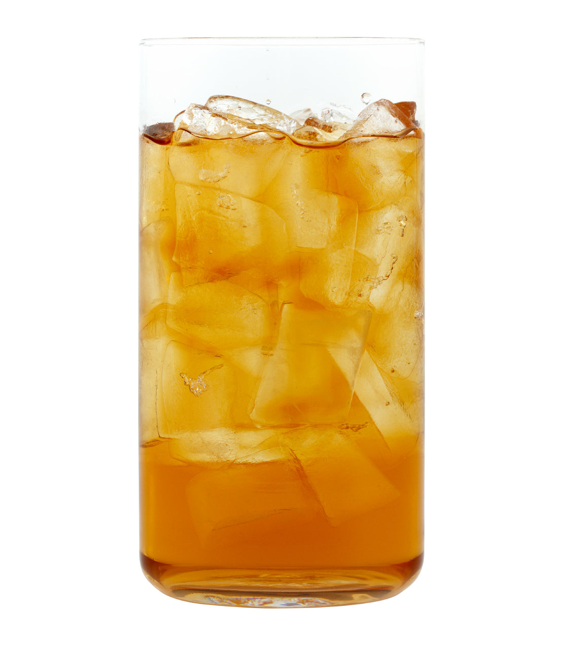 Harney & Sons Fine Teas- Passion Fruit Fresh Brew Iced Tea- Glass of Passion Fruit Fresh Brew Iced Tea with ice cubes