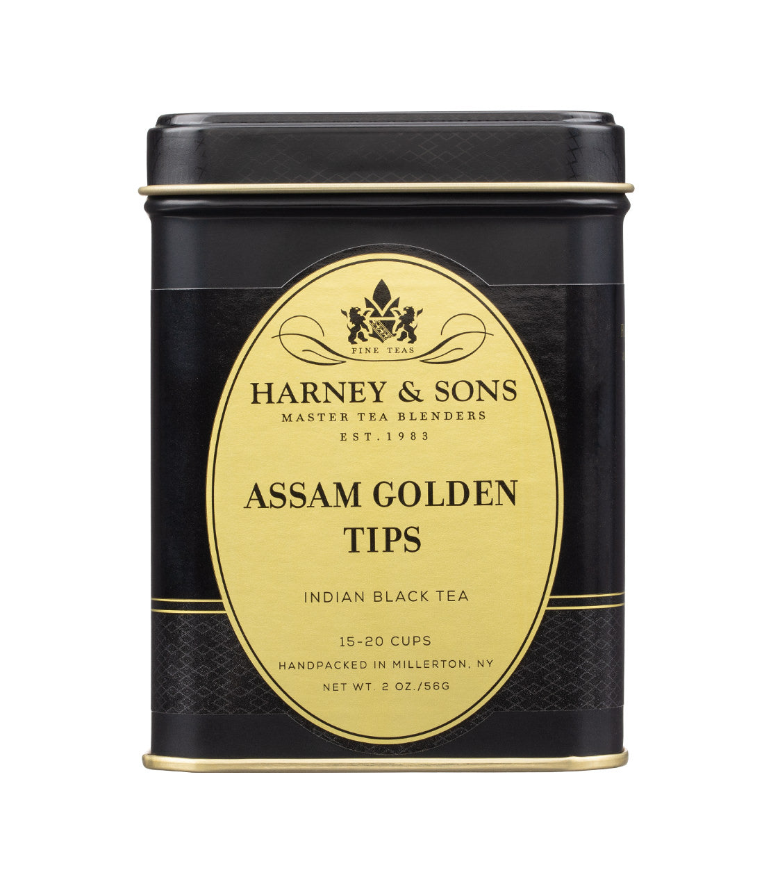 Harneysd - Assam Golden Tips - Indian Black Tea- Loose 2 oz. Black and Gold Tin - 