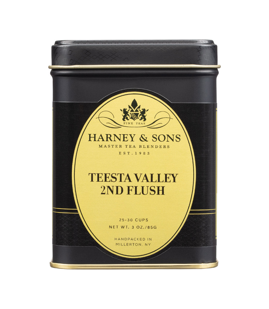 Teesta Valley 2nd Flush - Black and gold 3 oz. Tin of loose tea- Harneysd