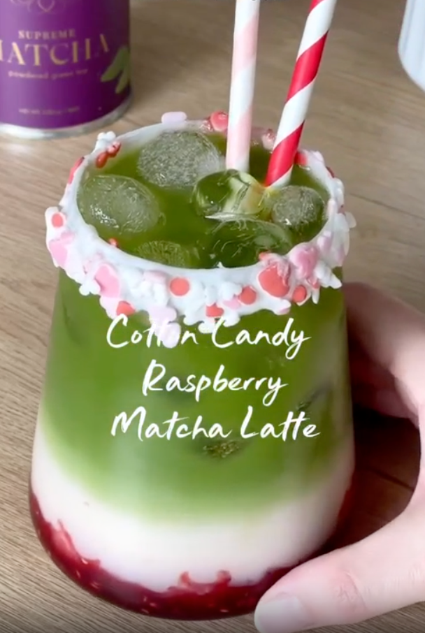 Raspberry Cotton Candy Matcha Latte Recipe