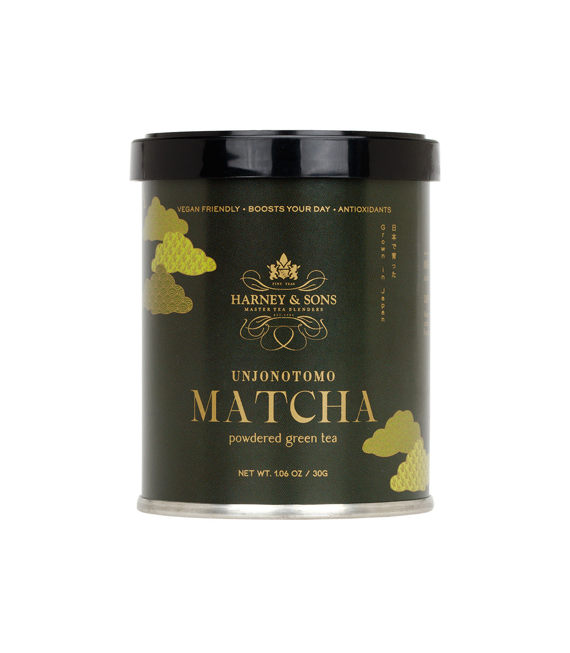 Harney & Sons Unjonotomo matcha powder canister, extra thick grade, vegan-friendly, 1.06 oz, green tea.