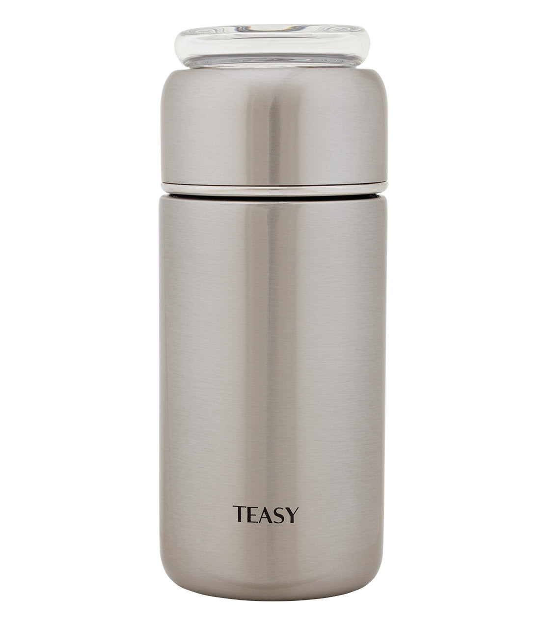 Teasy Insulated Flask in stainless steel, designed for temperature retention, featuring a sleek, modern look.